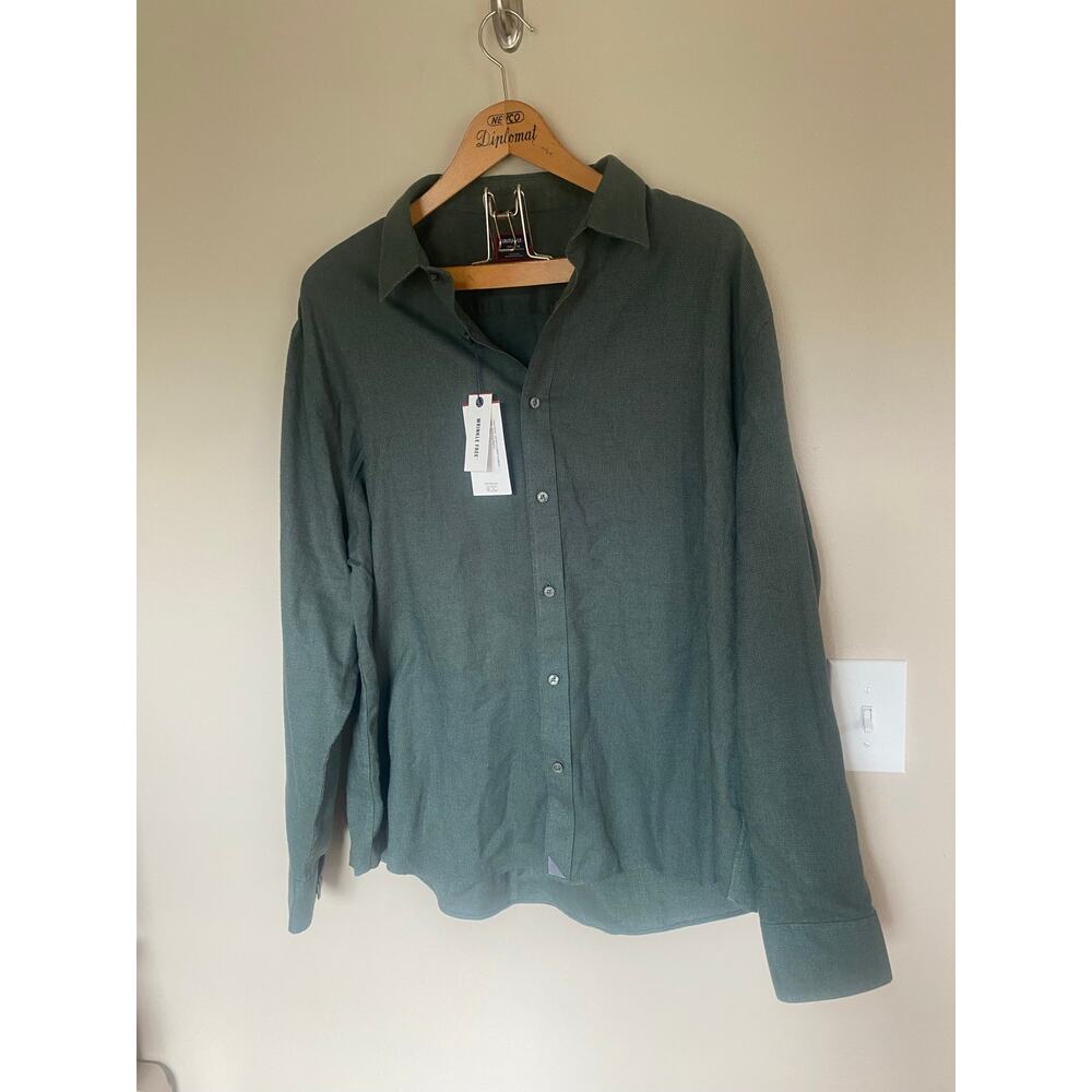NWT UNTUCKit Veneto WF Relaxed Fit L/S Wrinkle Free Button-Up Shirt Sz XXL Green
